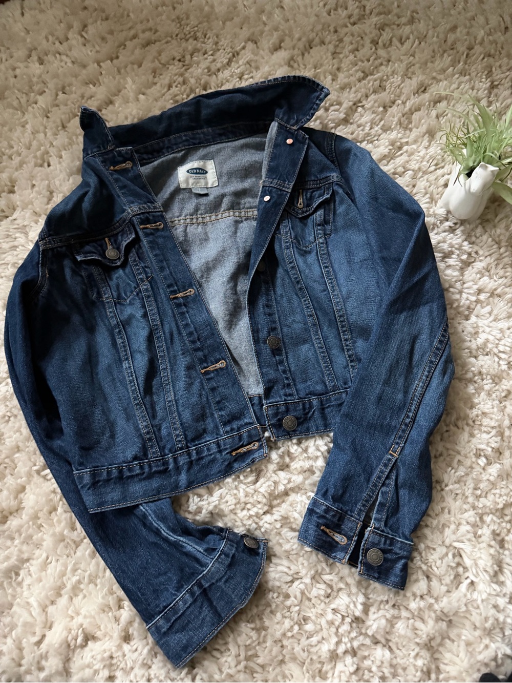 Old Navy Dark Indigo Denim fall autumn super cute Jean women’s denim Jacket